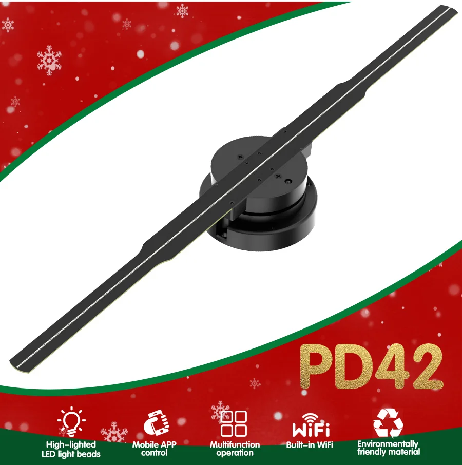 42 سنتيمتر واي فاي ثلاثية الأبعاد جهاز عرض هولوجرام مروحة التحكم عن بعد واي فاي ثلاثية الأبعاد جهاز عرض (بروجكتور) ليد عرض لاعب الثلاثية الأبعاد الإعلان العارض #3