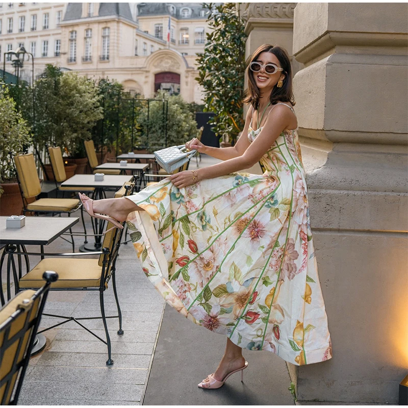 Printed Women's Maxi Dresses O-neck Big Swing Oversized Dress Irregular Hem Dresses Bohemian Female Robes Loose Partywear New