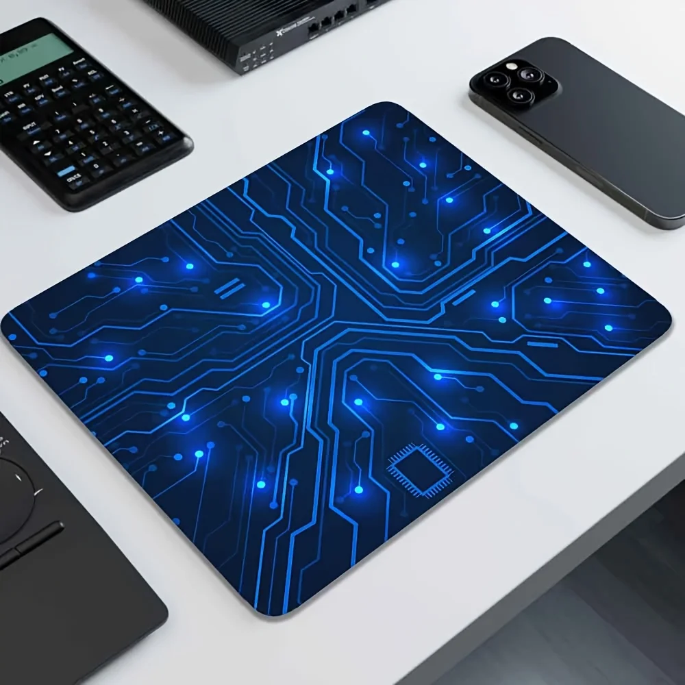CIFBUY Kleines Gaming-Mauspad Cyberpunk-Leiterplatte PC-Tastatur-Schreibtischunterlage Langlebige Rutschfeste Gummibasis Heim-Büro Laptop-Deko