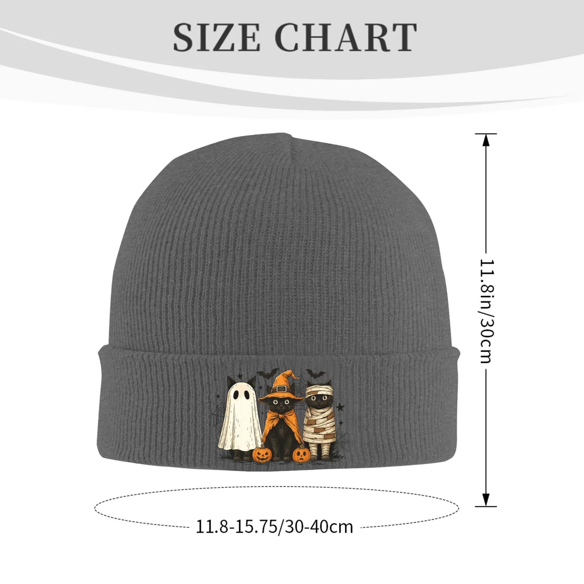 Retro Black Cat Witch Scary Halloween Pumpkin Hat Autumn Winter Skullies Beanies New  Cap Unisex Acrylic Bonnet
