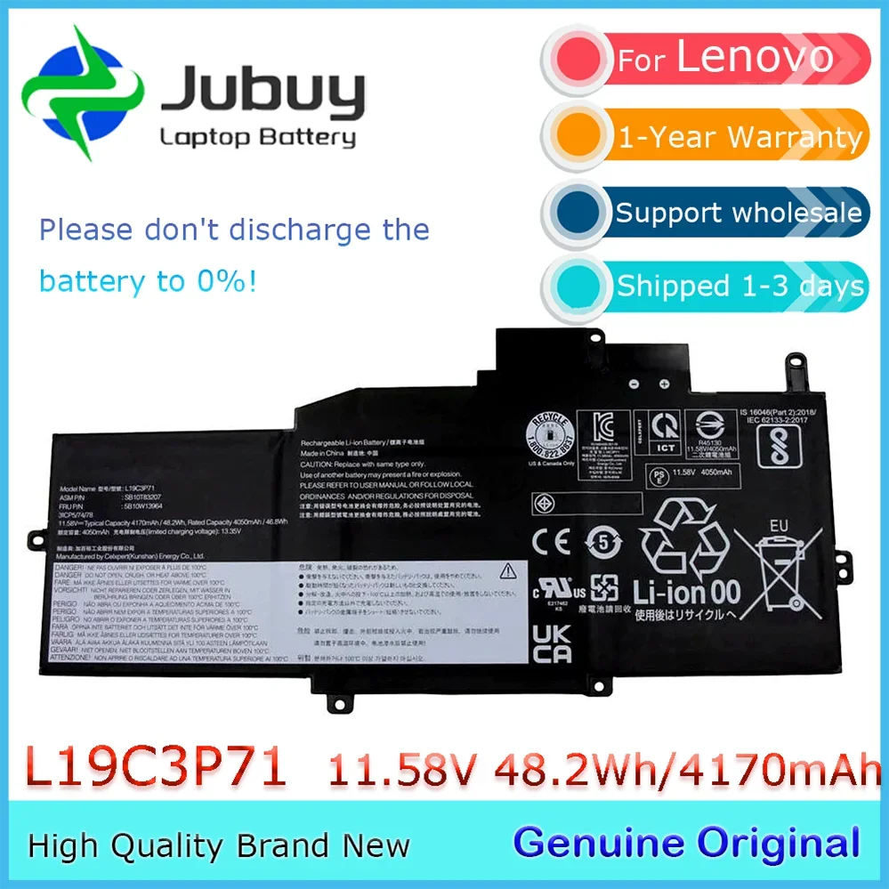 

Оригинальный аккумулятор для ноутбука L19C3P71, 11,58 В, 48,2 Втч, для Lenovo ThinkPad X1 Nano Gen 1st L19M3P73 L19M3P72 3ICP5/74/78 5B10W13962
