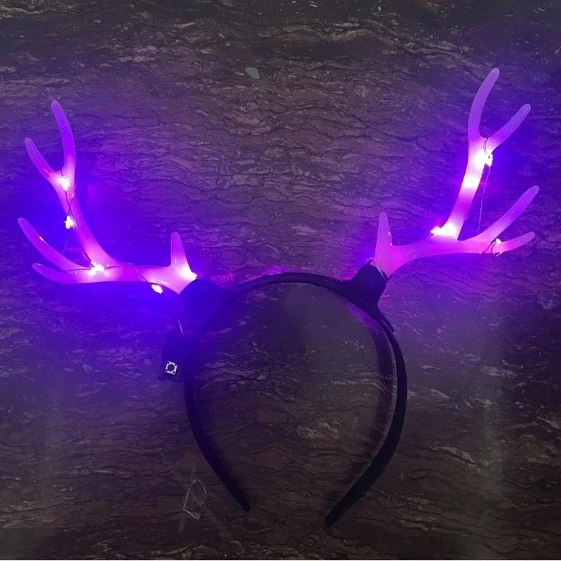 Light Up Glowing Deer Antlers Headband Reindeer Horns Hairband for Halloween Cosplay Christmas