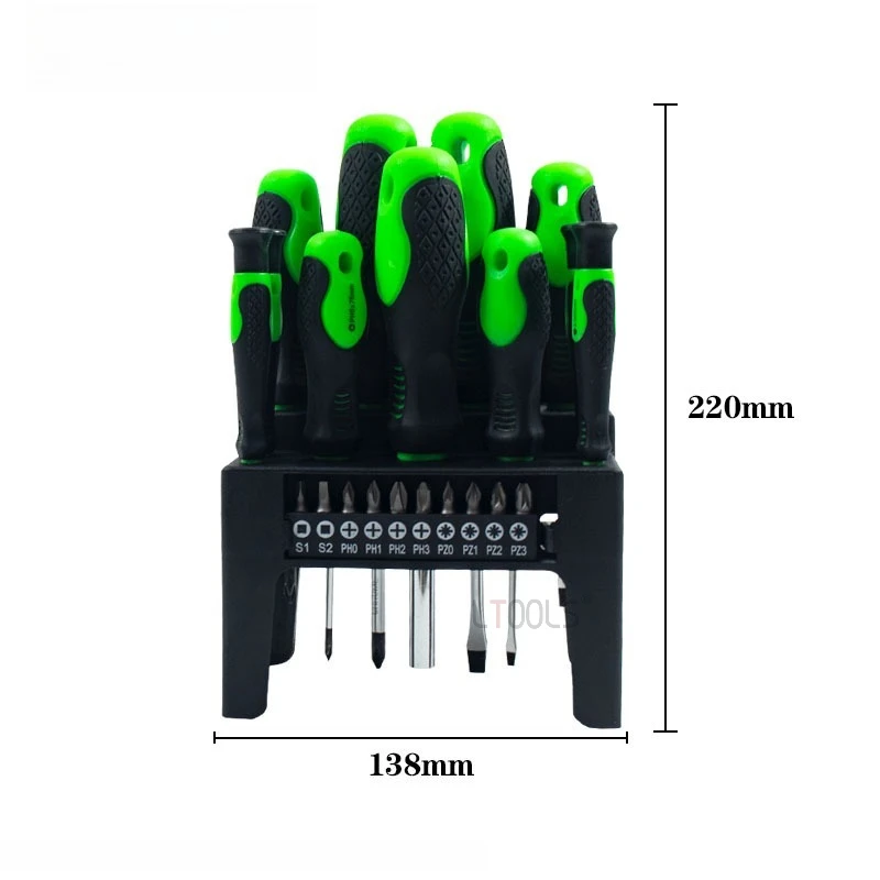 Household Manual Screwdriver Green Rubber Coated Handle Screwdriver with Magnetic Multi Specification Household DIY Tools Set