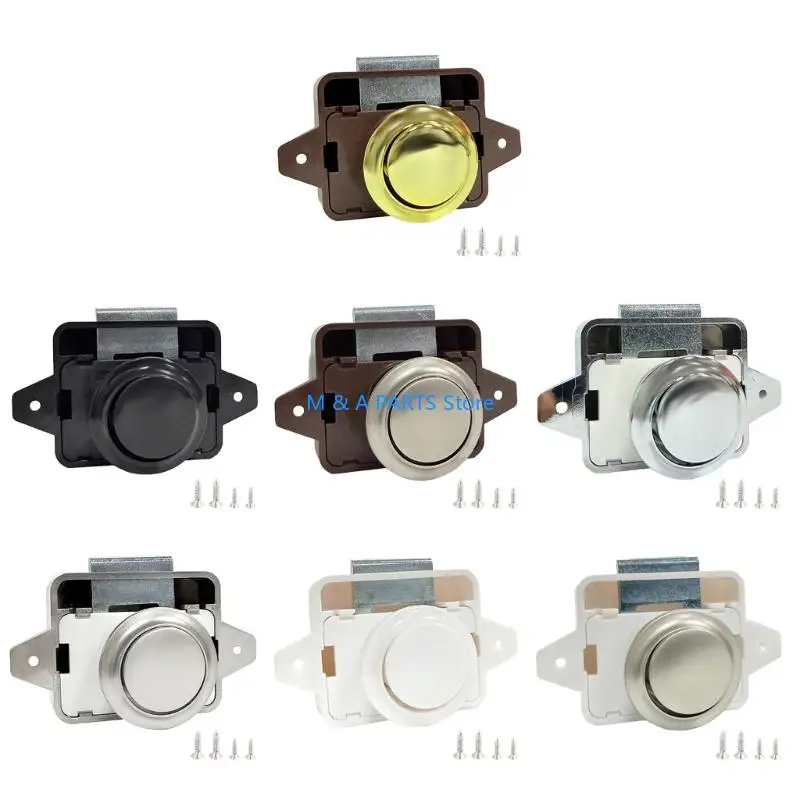 

U1JF Push Lock Furniture Hardware Push Button Latches Keyless Door Lock for Campers Motorhome Furniture Push Latches