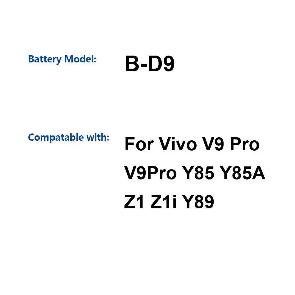 

Аккумулятор мобильного телефона для Vivo V9 Pro Y85 Y85A Z1 Z1i Y89 B-D9, быстрая зарядка 3260 мАч