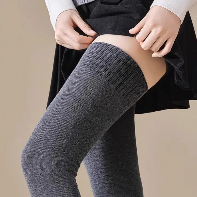 Winter Thigh High Socks For Women 100cm Lengthened Jk Lolita Stockings Solid Color Over The Knee Stocks Slim Velvet Thigh Socks