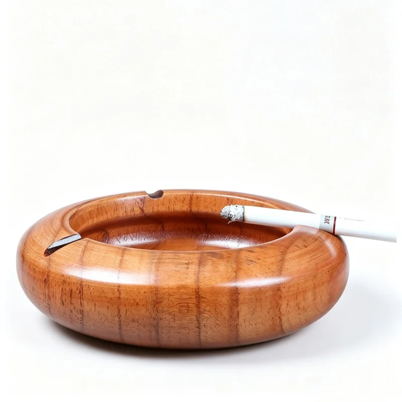 1PCS [Whole Wood] Retro Ashtray Hotel Restaurant Creative Anti Fall Home Tea Table Ornament Wooden Ashtray