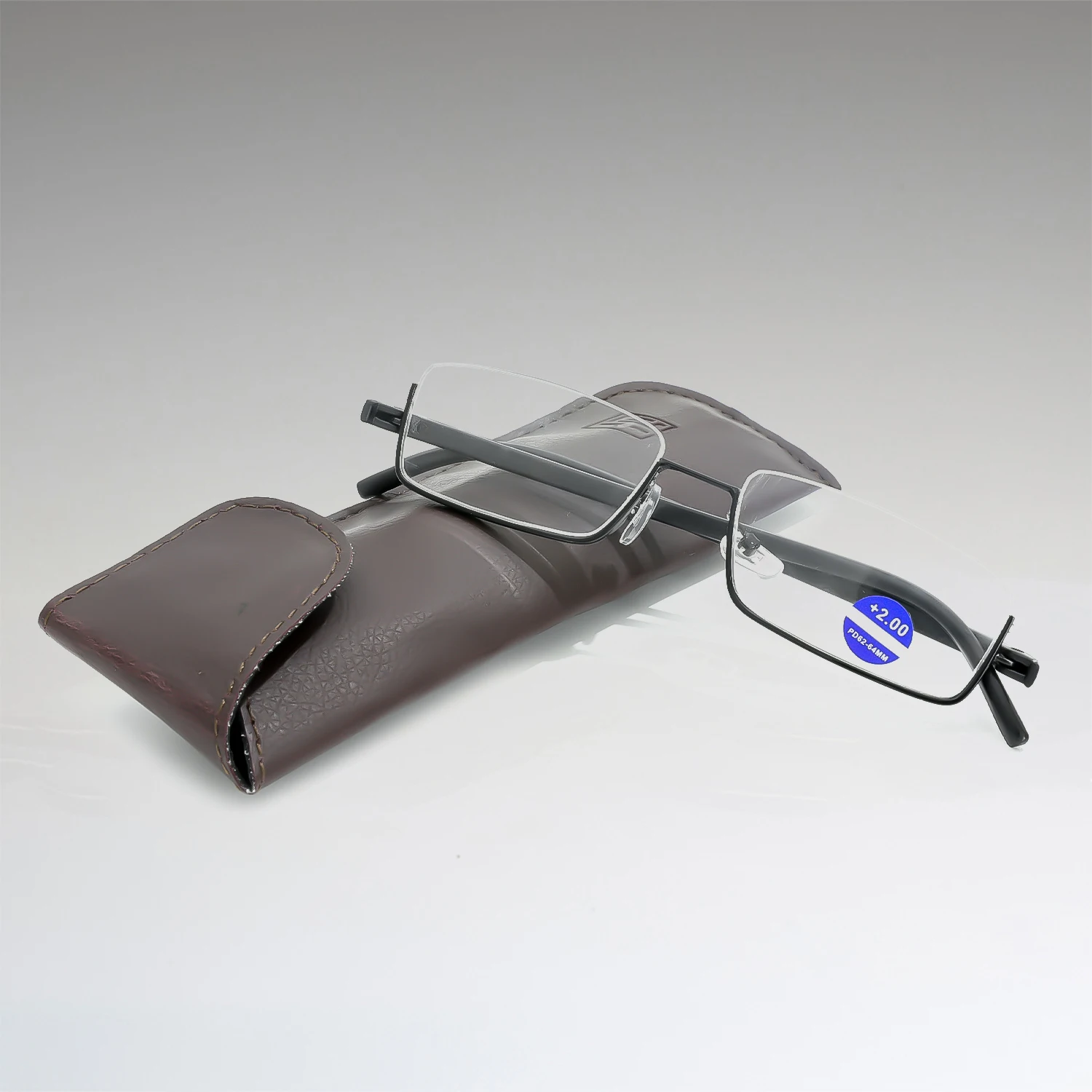 Fashion Reading Glasses Free Case As a Gift Ultra Narrow And Lightweight Semi-Rimless Design Metal Frame
