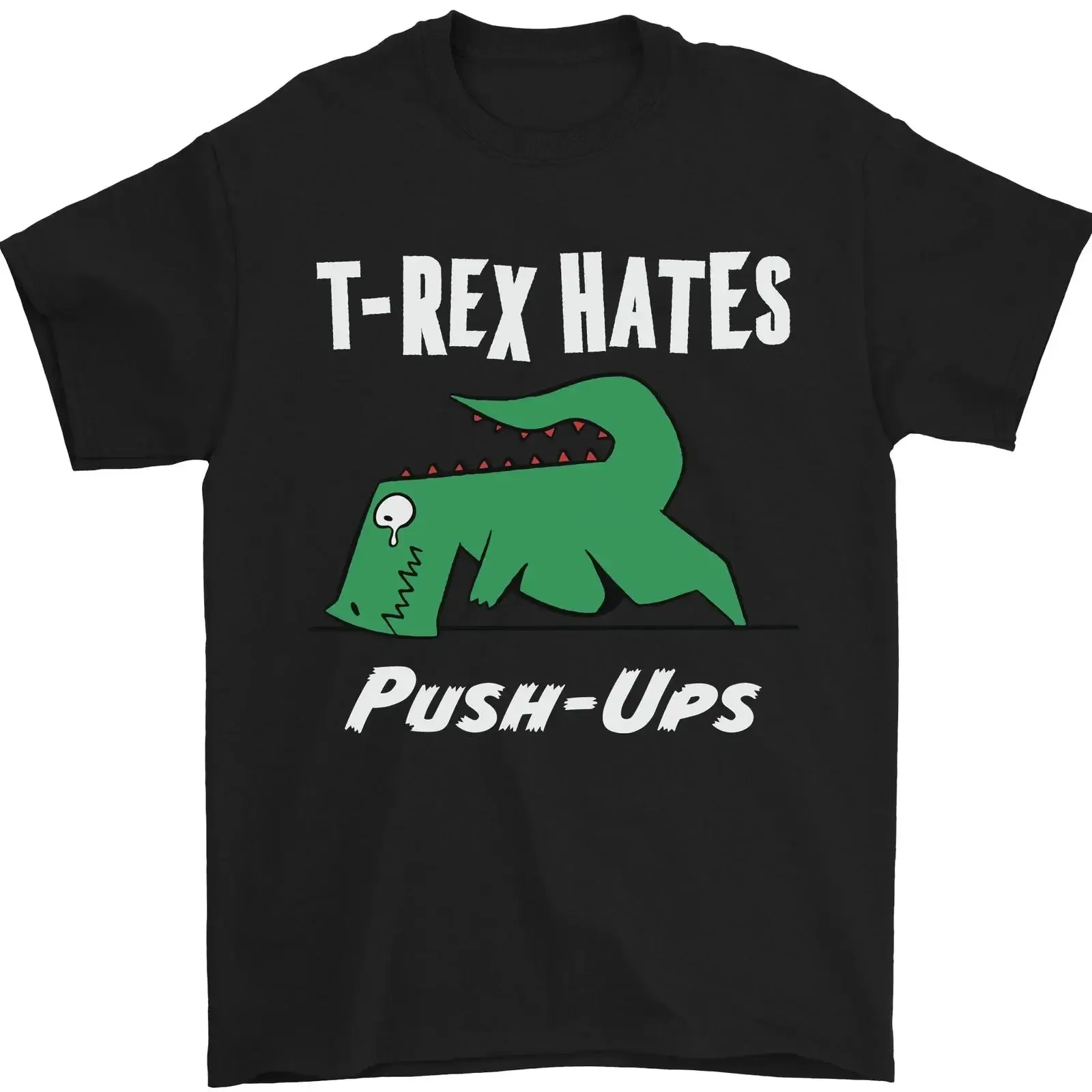 T Rex Hates Push Ups Gym Funny Dinosaurs Mens Shirt 100 Cotton vintage Washed fashion Unisex Soft streetwear graphic homme