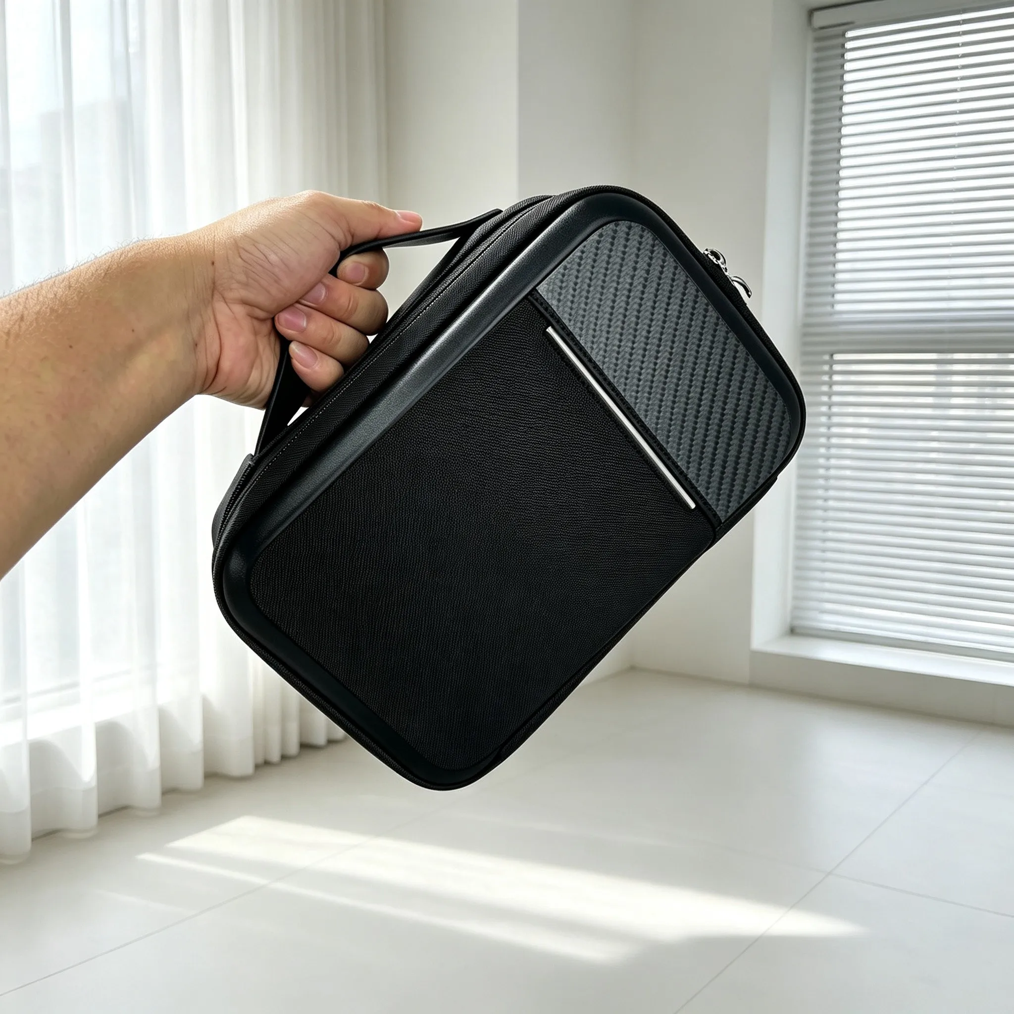 Travel Organizer Set with Carbon Fiber Texture, New Lightweight Travel Clutch Hand Pouch for Overnight Trips