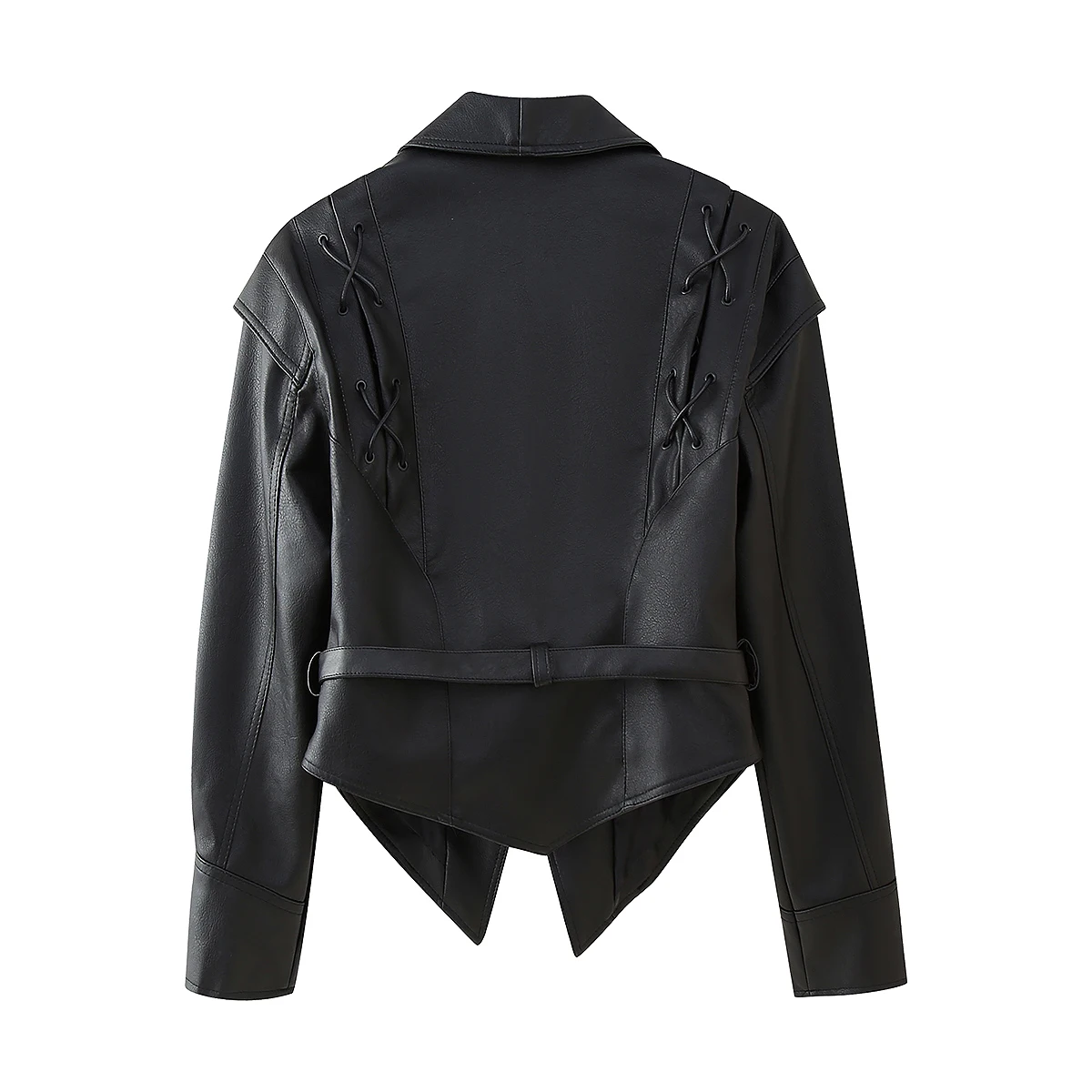 JNLEAOG Autumn New Faionable Retro Women's Leather Jaet Versatile Design Classic Long Sve Button up Ladies Coat