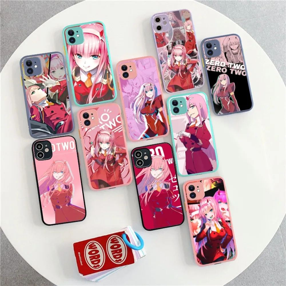 DARLING FRANXX Zero Two Phone Case For IPhone 14 X XR XS 7 8 Plus 11 12 13 Pro MAX 13mini Matte Shockproof Case