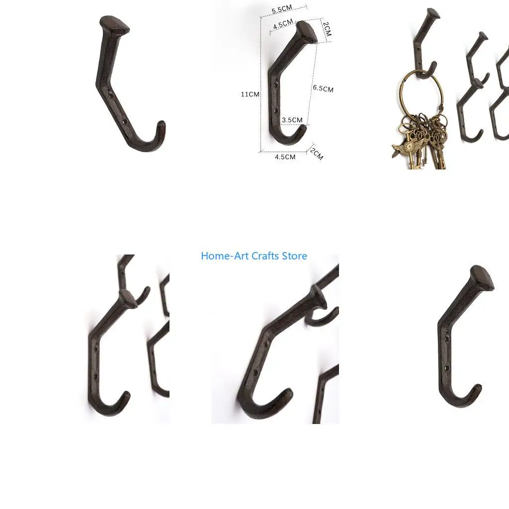 Y3NA Antique Iron Wall Hook Sturdy Vintage Design For Entryway Closet Office Storage Hanging Coat Bags Homes Improvement