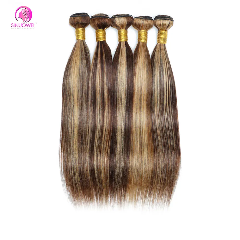 

P4/27 Highlight Bundles Straight Human Hair Bundles 8-32 Inch Honey Blonde Remy Brazilian Hair Extensions For Women