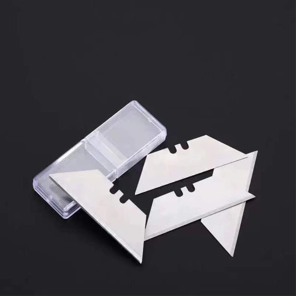 100Pcs/1Set Folding Trapezoid Cutting Blade Art Carpet Cutter Replaceable Utility Knife Drop Shipping Knife T-blade Newest DIY