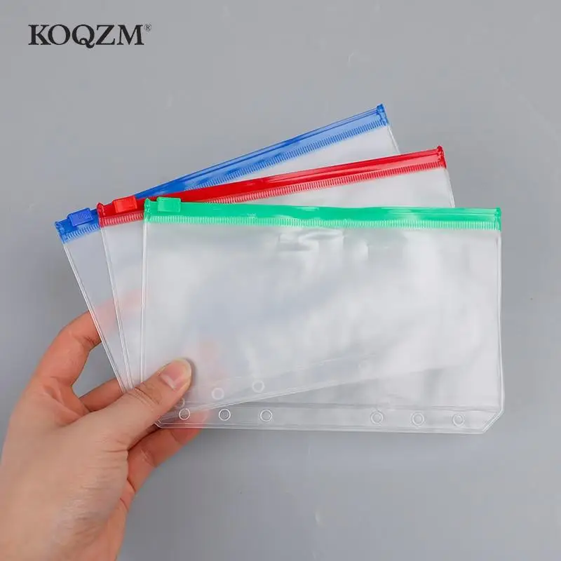 4 Stuks A6 6-Holes Bindmiddel Zakken Waterdichte Pvc Enveloppen Rits Bindmiddel Zakjes Reiziger Notebook Organizer