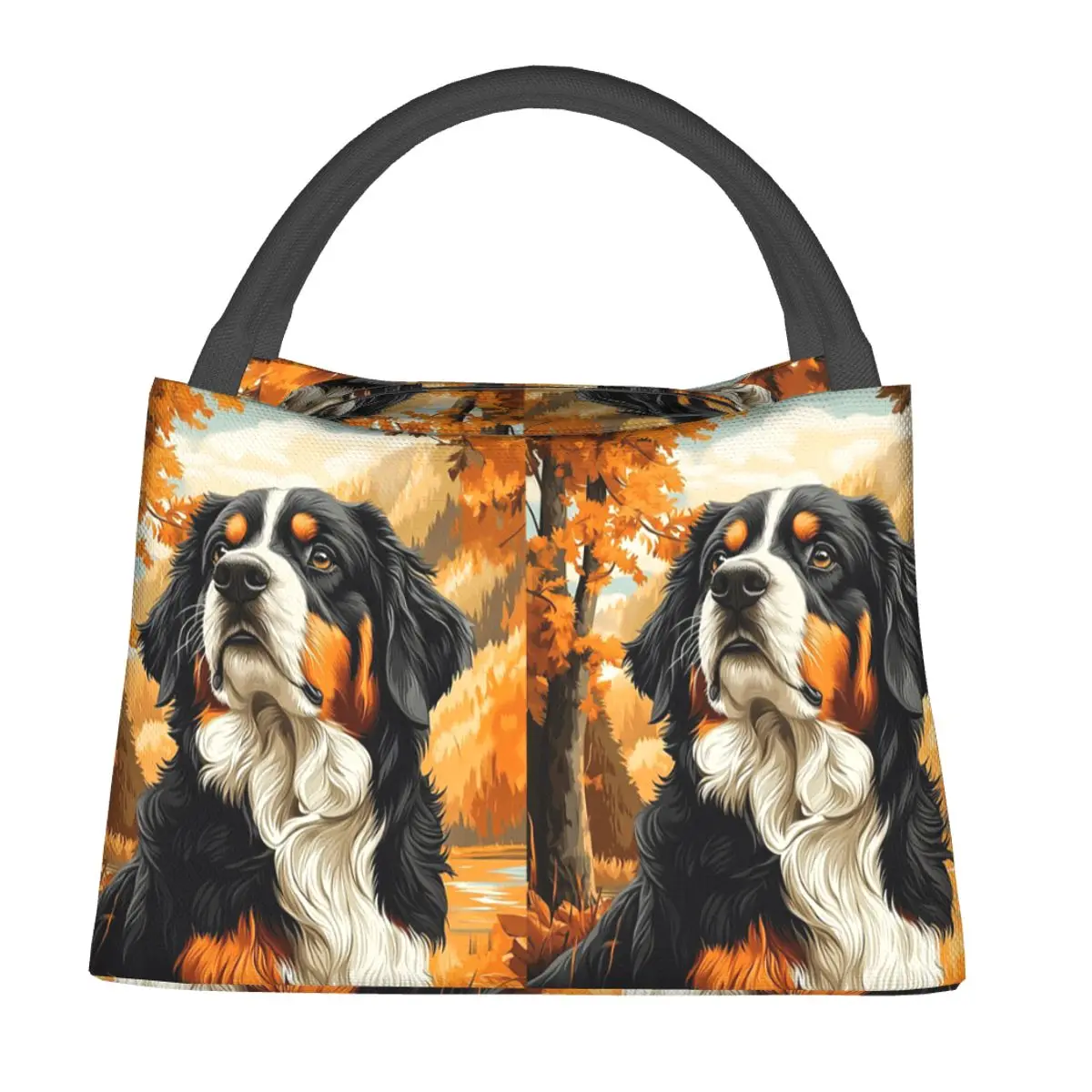 Bernese Mountain Dog In Autumn Insulated Lunch Bag for Women Kids Leakproof Food Boxes Thermal Lunch Box Tote