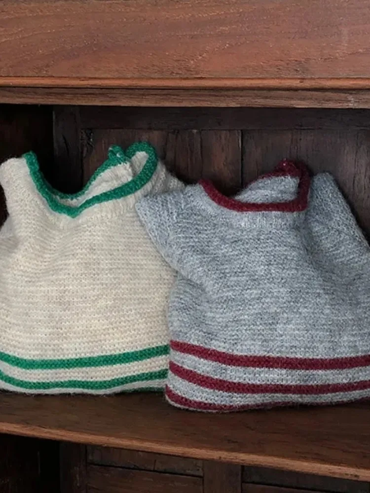 Pull Long à rayures rétro pour femme, haut tricoté doux et chaud, pour les déplacements, Pure, commerce électronique, Ss, nouvelle collection hiver