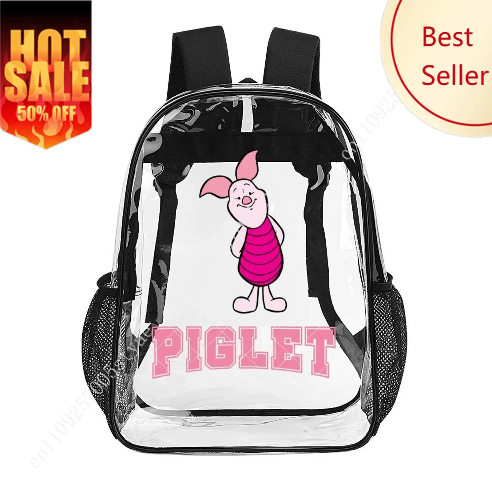 

Piglet Transparent Backpack Disney Cartoon Decorative Bag Design Your Photos Logos Text Customized Party Holiday Gifts