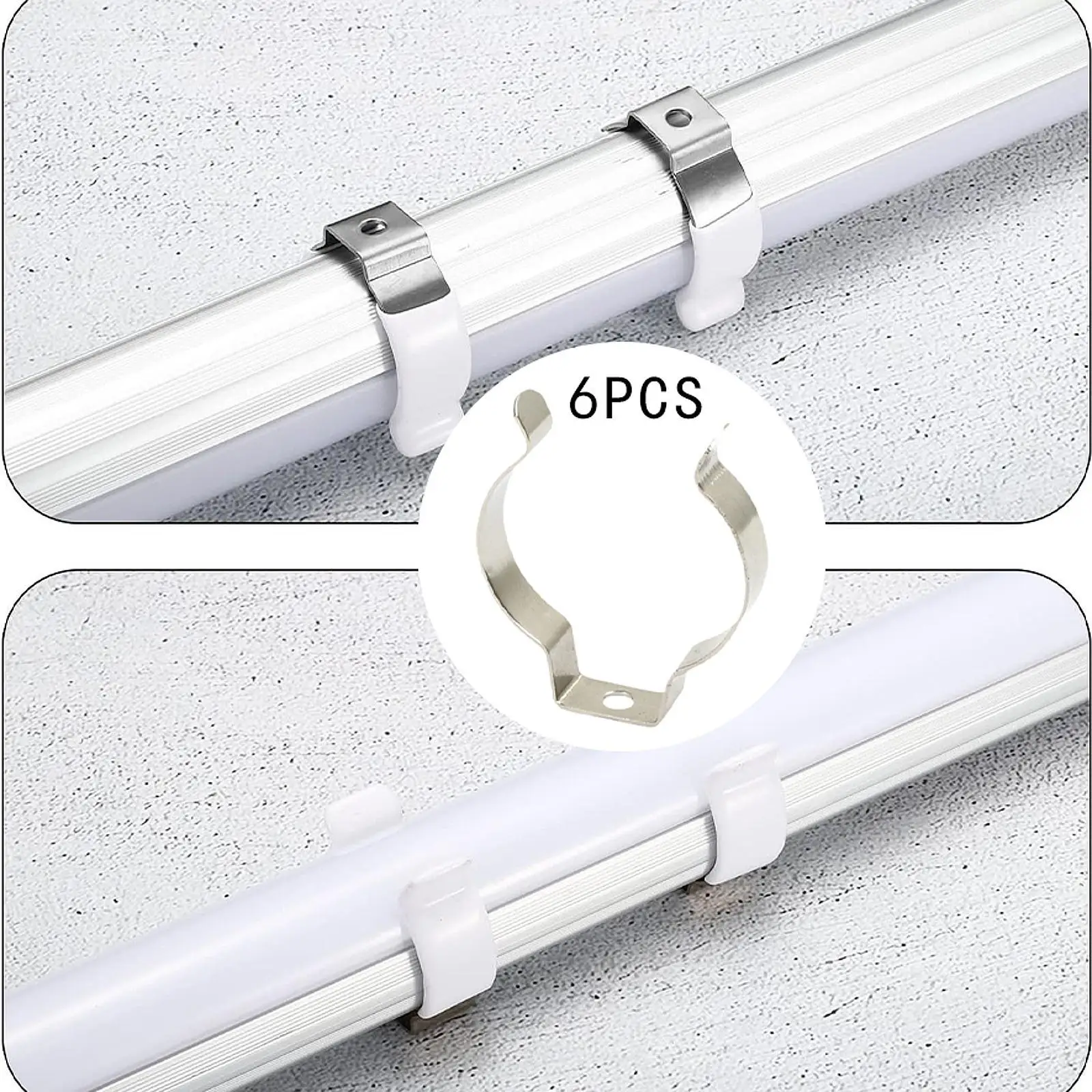 6 Pieces T12 Clips Holder Bracket Sturdy Pipe Clamps Easy to Install for LED Light Tube LED Fluorescent Tube Replacement