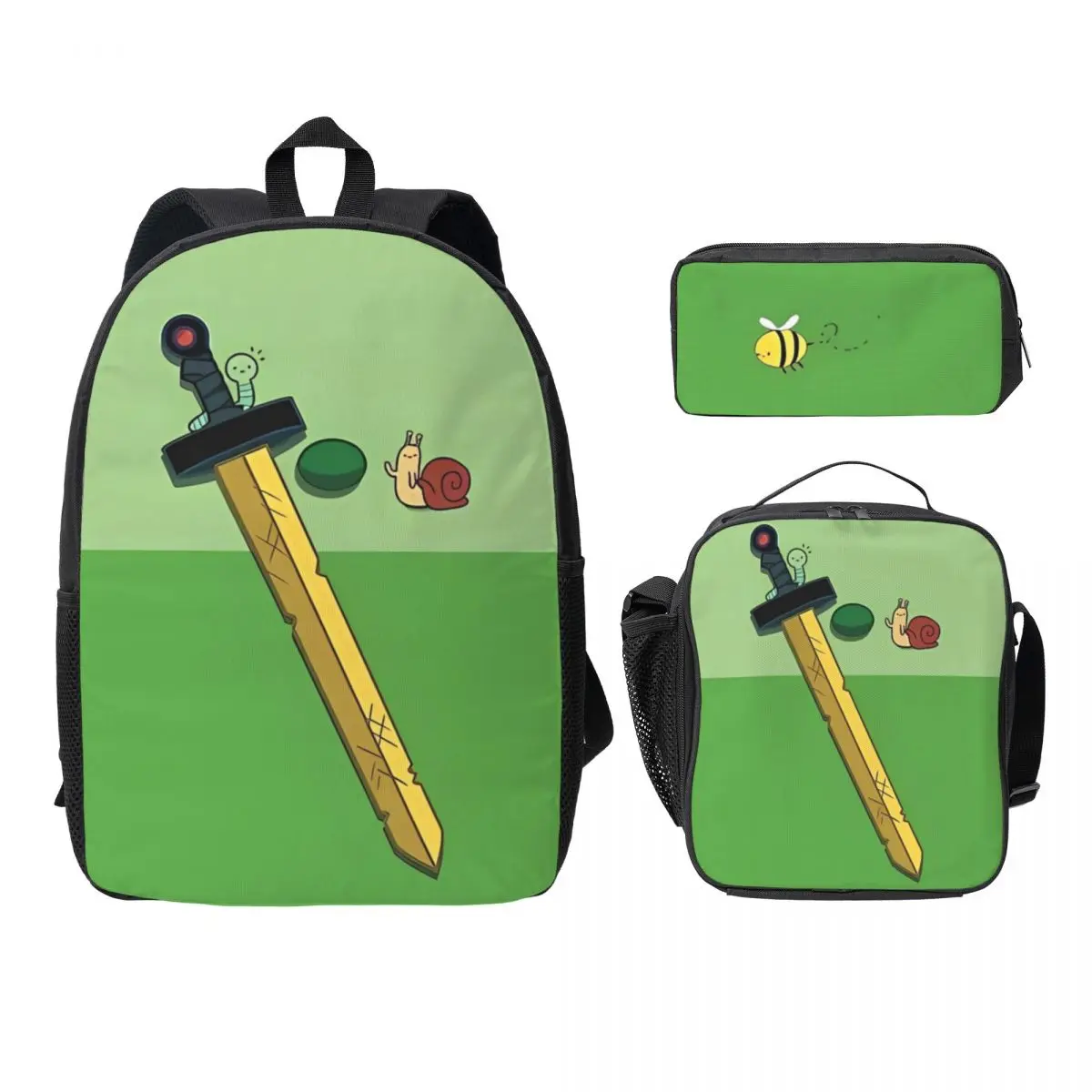 Finn The Human Advent-Sac à dos 3 pièces imprimé en 3D, pochette SR pour étudiants, sac à bandoulière, sac à crayons, sac à lunch, nouveau