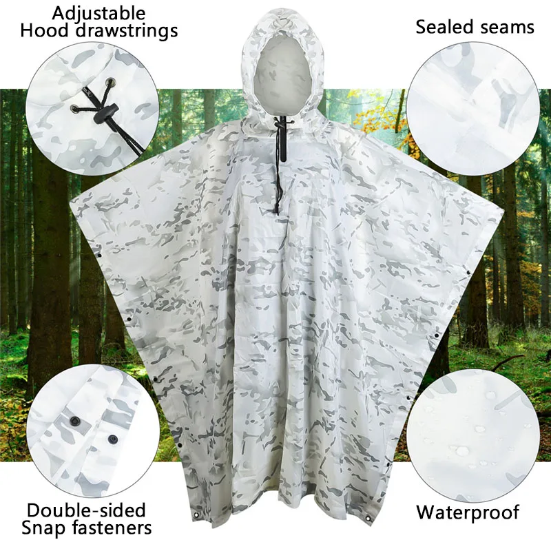 Vilead White Polyester Impermeable Outdoor Raincoat Waterproof Women Men Unisex Fishing Camping Rain Coat Poncho