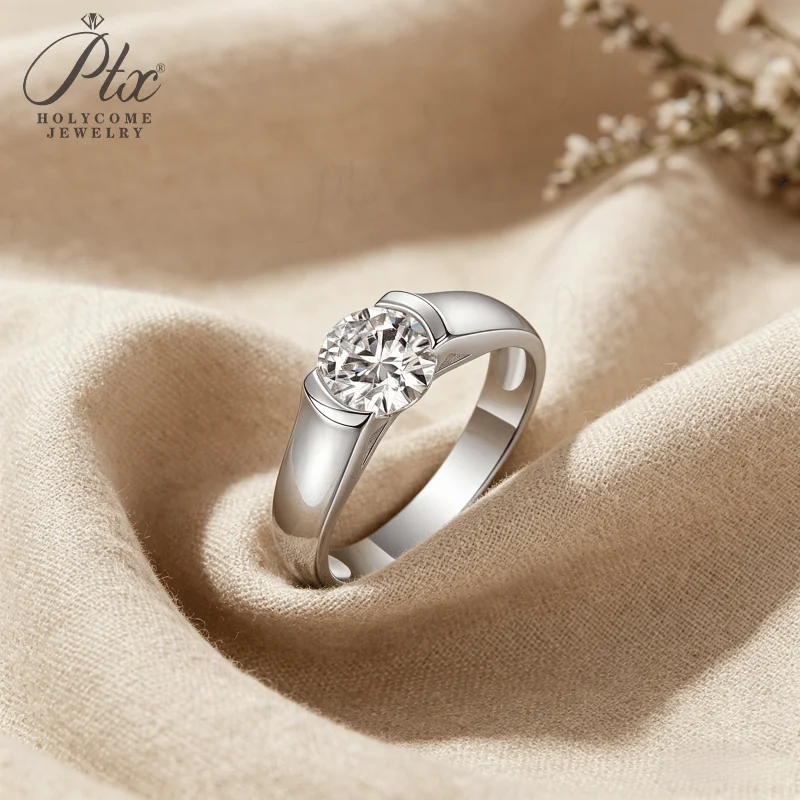 Moissanite Ring 2ct Round Cut 925 Sterling Silver D VVS1 GRA Certified Solitaire Ring Hypoallergenic Daily Wear Factory Direct