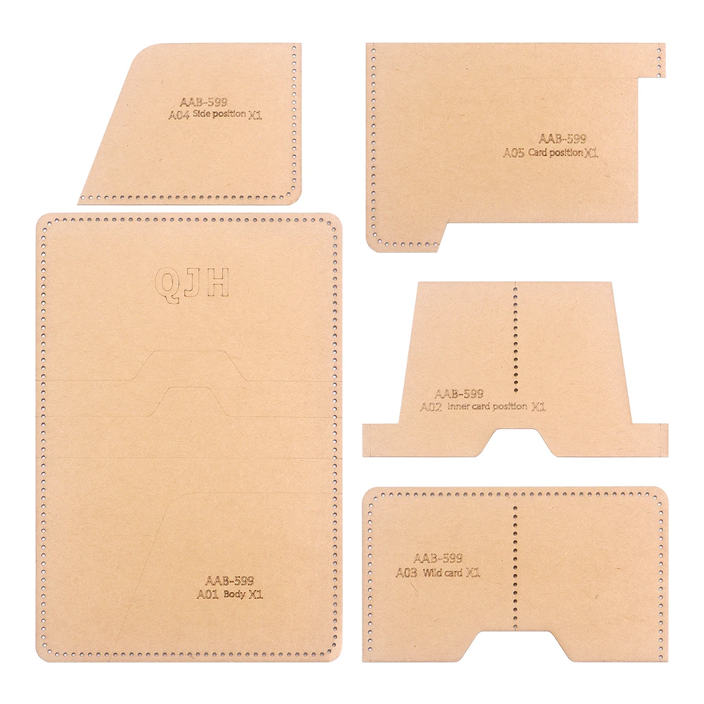 DIY Wallet Stencils, Kraft Paper Pattern Drawing Templates of Making Leather Craft Tool Card Storage Bags