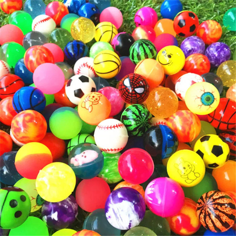 10Pcs 30mm Colored Boy Bouncing Ball Cute Luminous Children Toy Ball Rubber Kids Sport Games Elastic Jumping Balls Outdoor Toy