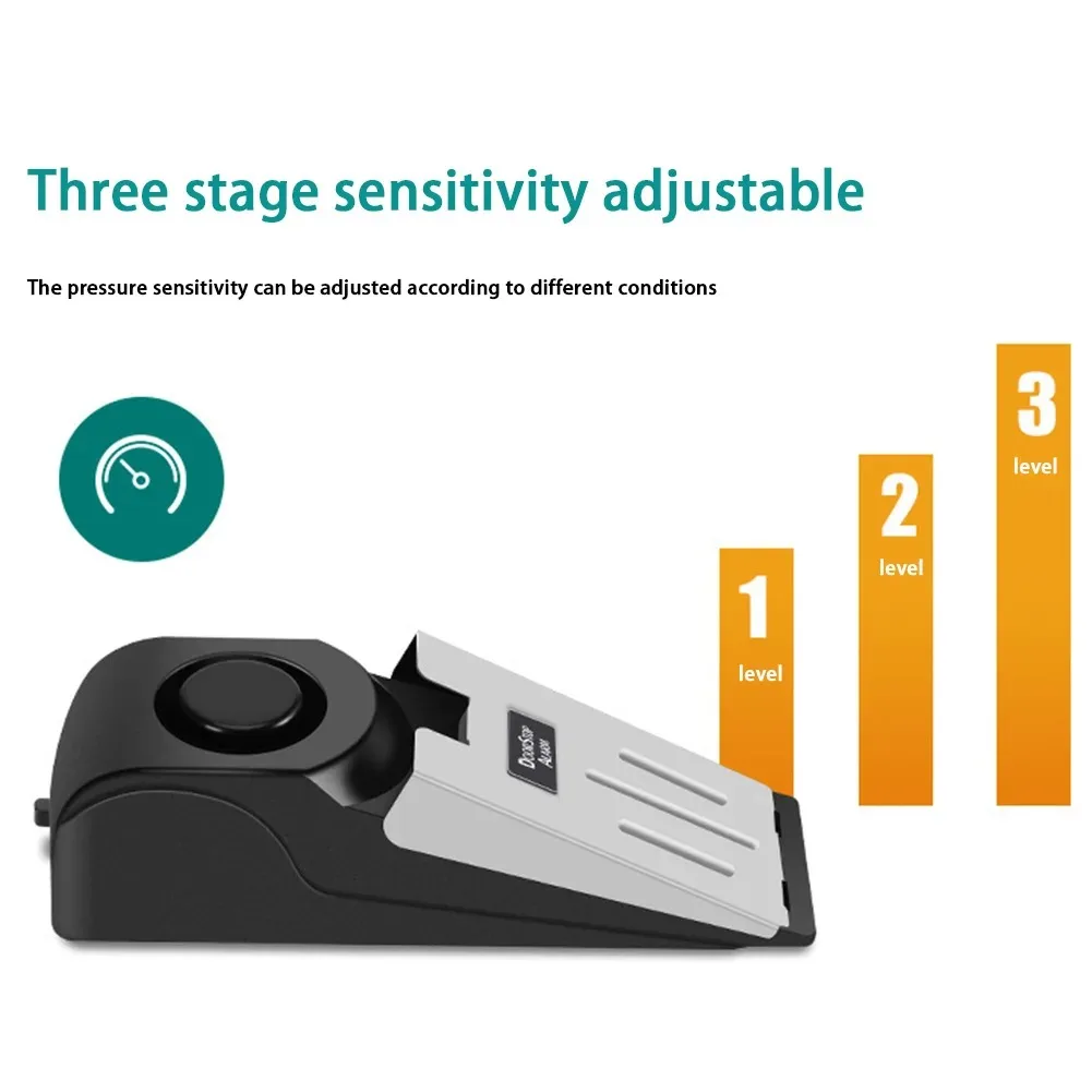 Battery Wireless Door Stop Alarm System 120dB Loud Home Security Anti-Theft Door Block System Portable Doorstop Preasure Alarm
