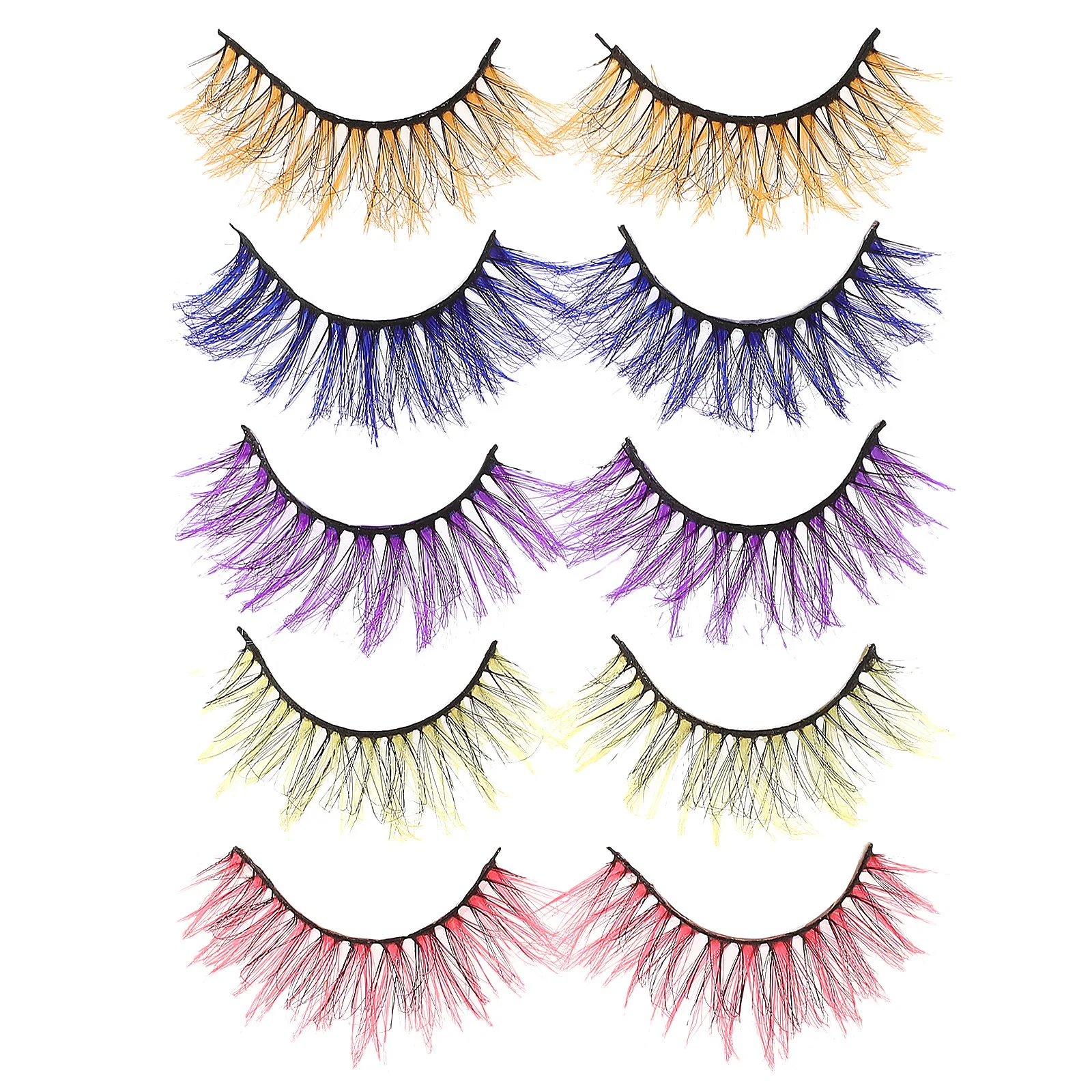 5 uds pestañas postizas reutilizables coloridas tupidas pestañas hechas a mano para fiesta de disfraces accesorios de ojos de rendimiento creativo