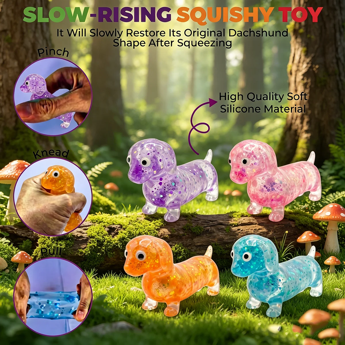 Kids Toys Dog - 1개입 투명 컬러풀 닥스훈트 스퀴즈 장난감,