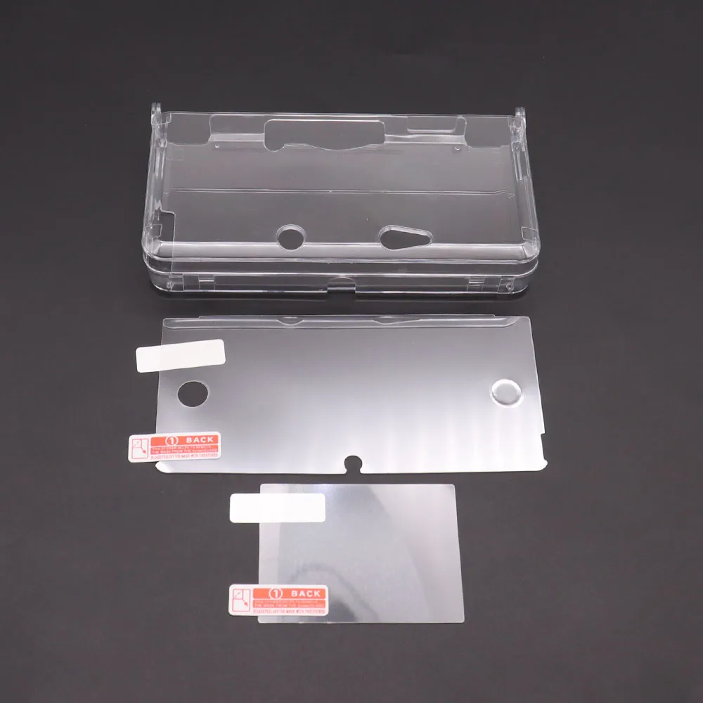 Clear Split Transparent Hard Case for 3DS, Protective Shell with Screen Protector and Stylus Pen - view 3