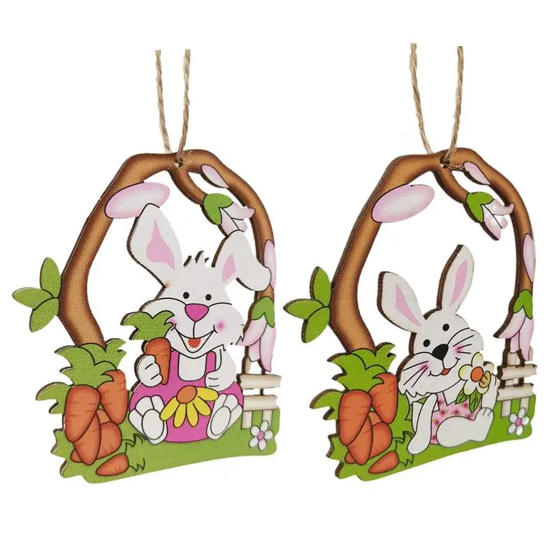 ไม้อีสเตอร์ไข่ Happy Easter ของตกแต่งงานปาร์ตี้สำหรับ Home สีสัน Bunny ไข่แขวนเครื่องประดับ DIY Craft เด็กของขวัญของเล่น