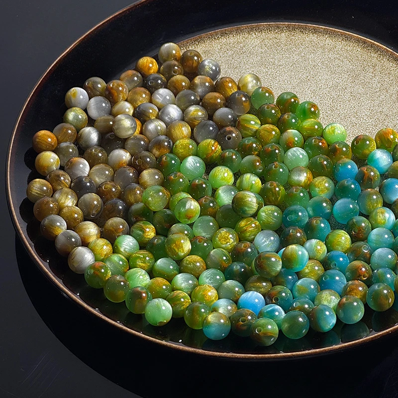 

20pcs Rainbow Resin Beads Cat Eye Effect DIY Jewelry Supplies Glitter Beads Kit for Bracelets Necklaces Adults Kids Crafts