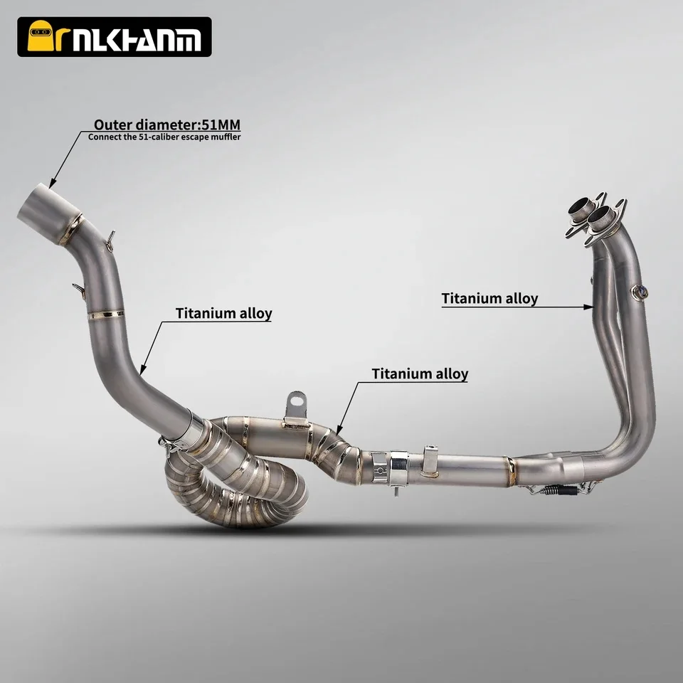 For 700MT 2025 Motorcycle Exhaust System Retrofit/Upgrade Titanium Silver Front Section New！