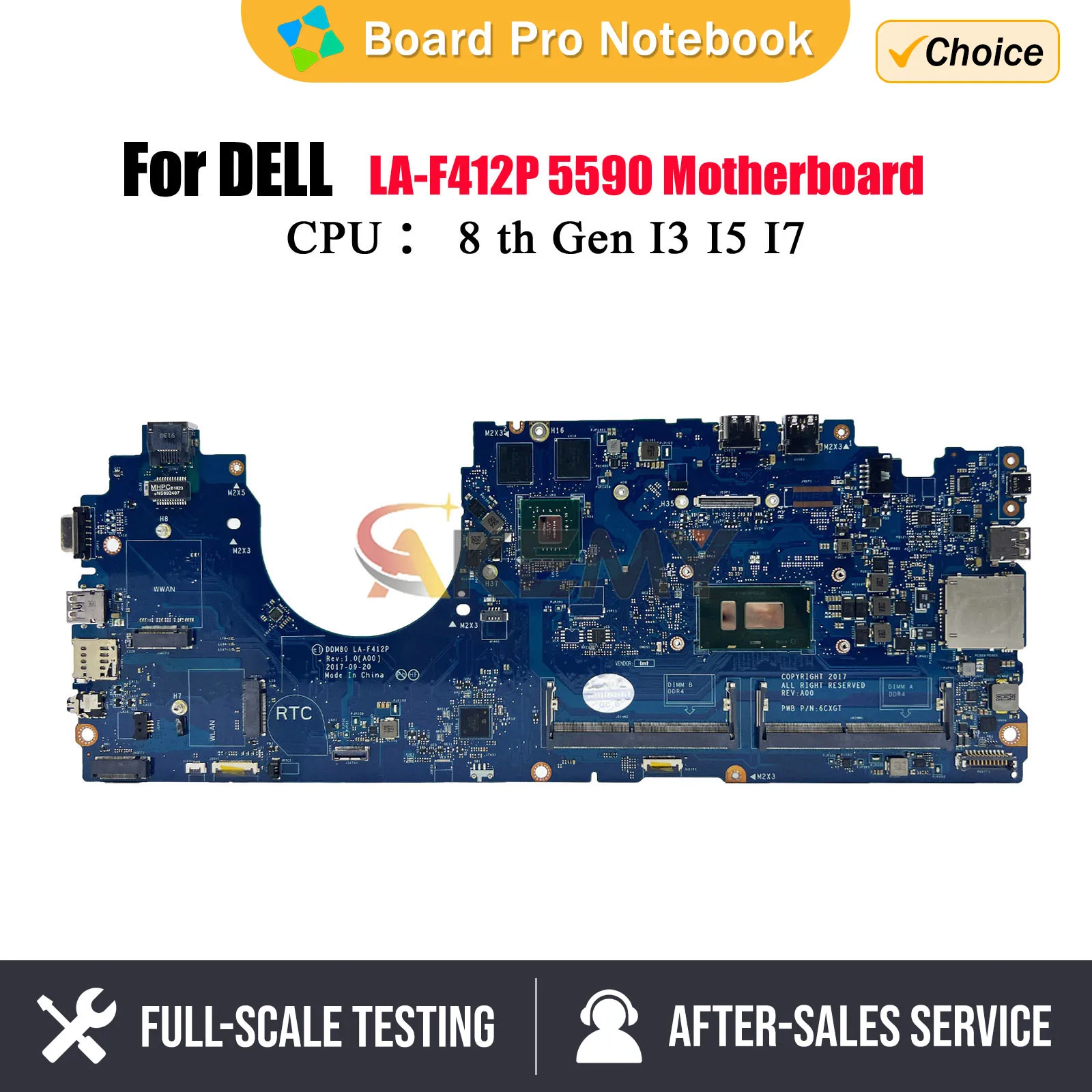 

LA-F412P For Dell Latitude 5590 Laptop Motherboard With i5-8350U i7-8650U CPU V2G GPU 0P50J0 0630XH DDR4 100% Fully Test