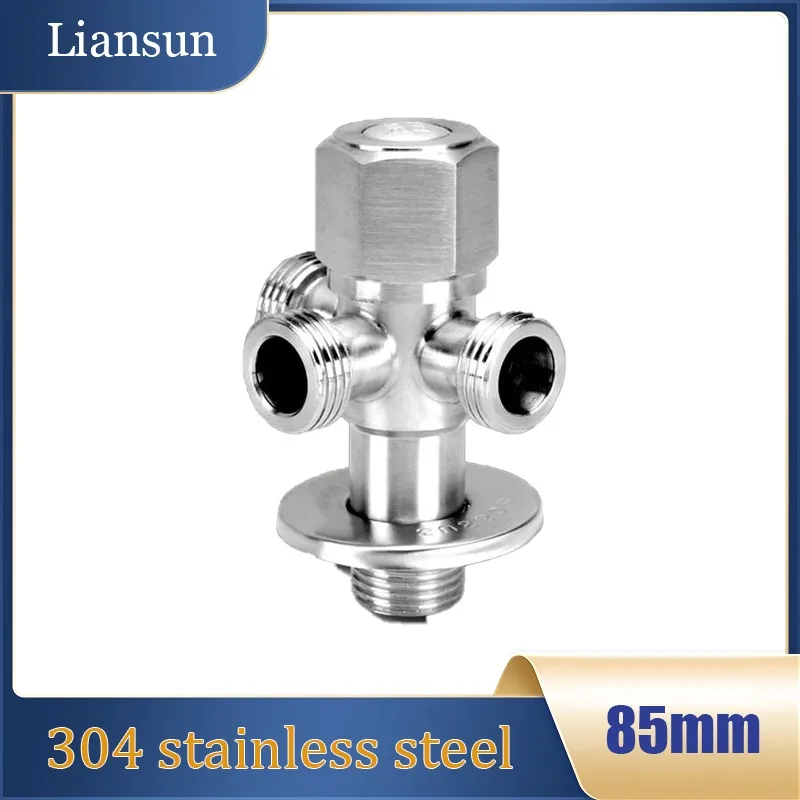 

304 Stainless Steel 3-Way/4-Way Angle Valve - 1-Inlet 2-Outlets Dual-Use Shut-Off Valve for Water Heater & Toilet Inlet Pipes