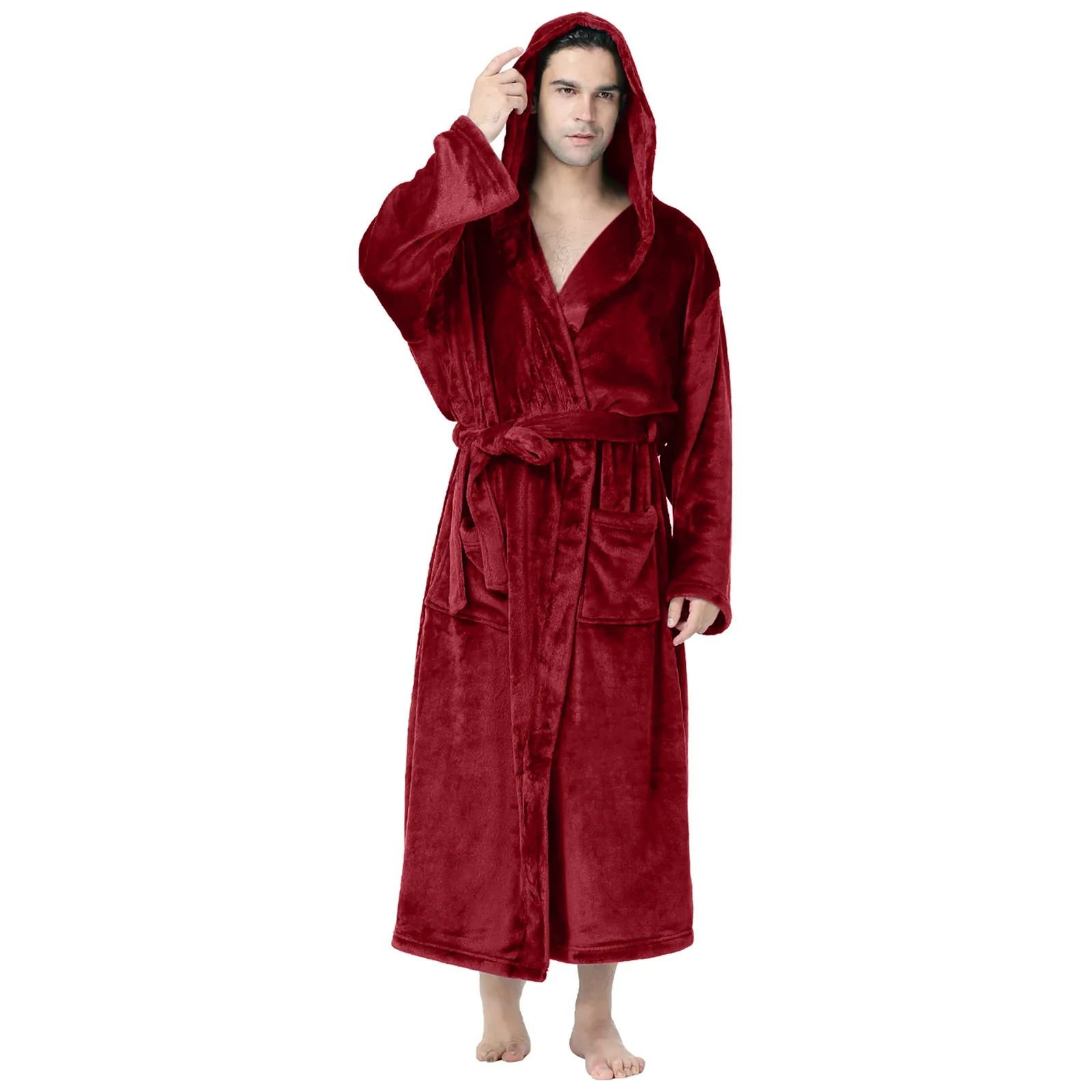 Pigiama invernale da uomo accappatoio abbigliamento per la casa indumenti da notte caldo peluche vestiti per la casa manica lunga Velour abiti da uomo Plus Size S-5XL