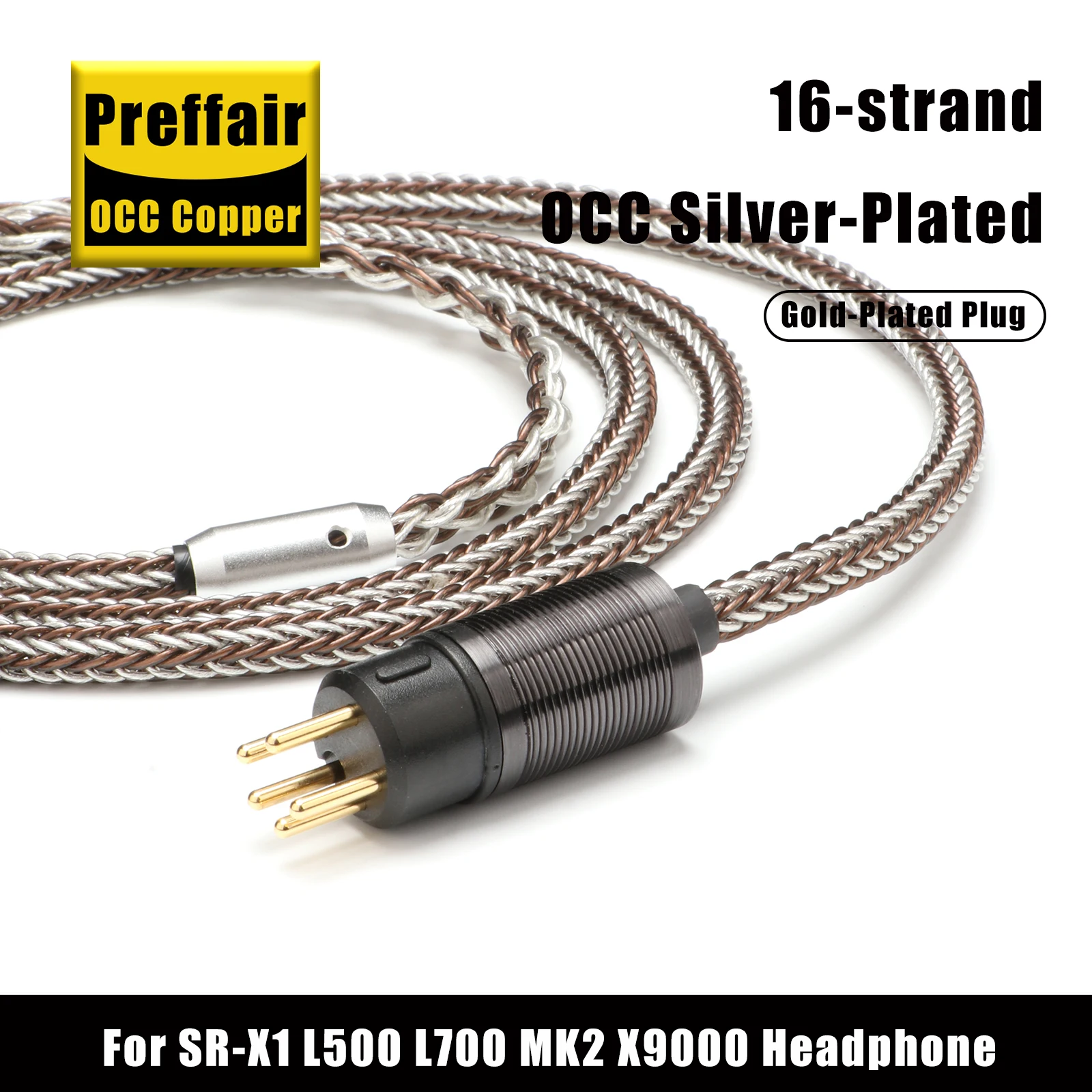 16-Core Hybrid HiFi Headphone Cable For STAX SR-X1 X9000 L500 L700 MK2, OCC + Silver Plated Conductors, Low Noise Audiphile Repl
