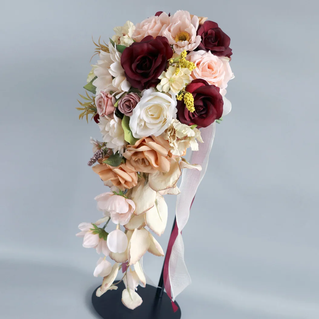 Wedding bride water drop bouquet European simulated flower outdoor wedding photo bouquet