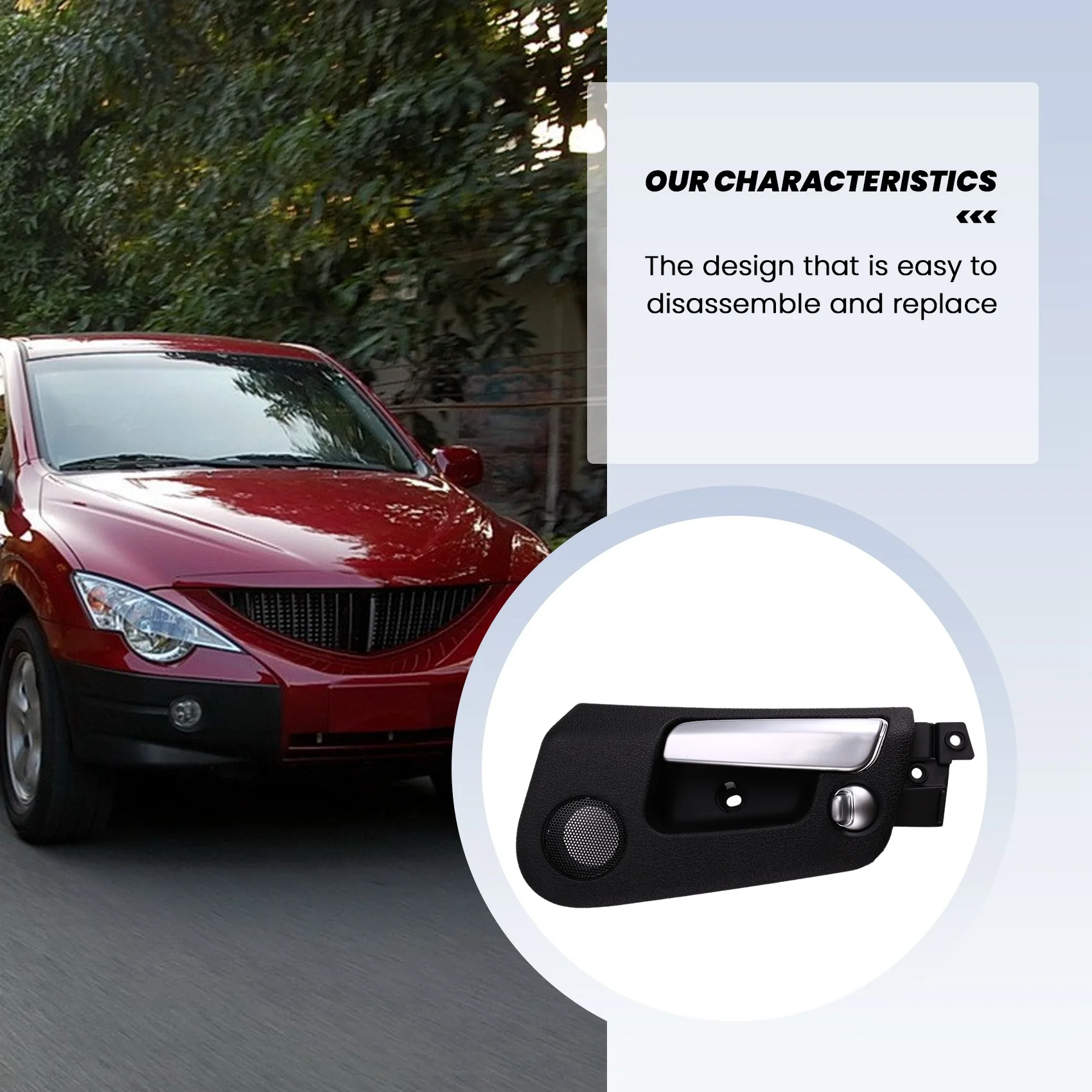 M93K-مقابض الأبواب الداخلية مقبض جانبي داخلي لسيارة سانج يونج كيرون أكتيون/سبورتس 2005-2007 Roewe W5 2011-2014 #3