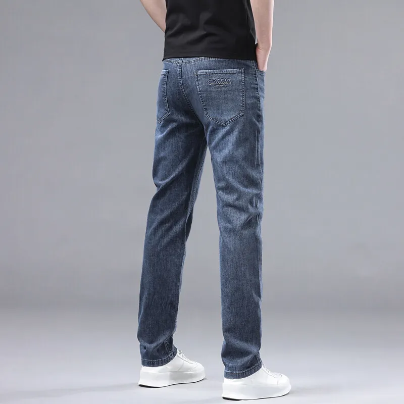 스트리트웨어 남성 패션 청바지 슬림핏 스트레치 편안함 봄 가을 캐주얼 데님 바지 남성 플러스 사이즈 워싱 클래식