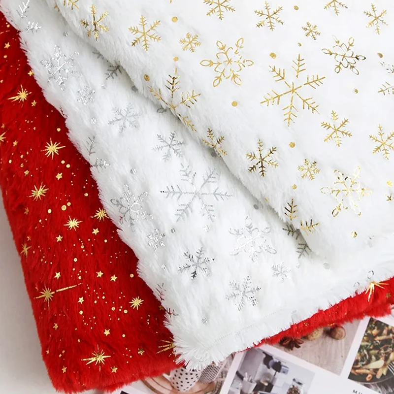 150x200cm/50x50cm PV Velvet Gilded Snowflake Velvet Fabric For Women's Hoodie Christmas Decoration Handmade DIY Sewing Cloth