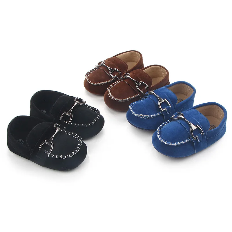 Wholesale 0-1 year old baby toddler iron buckle frosted leather beanie baby shoes classmates 0714