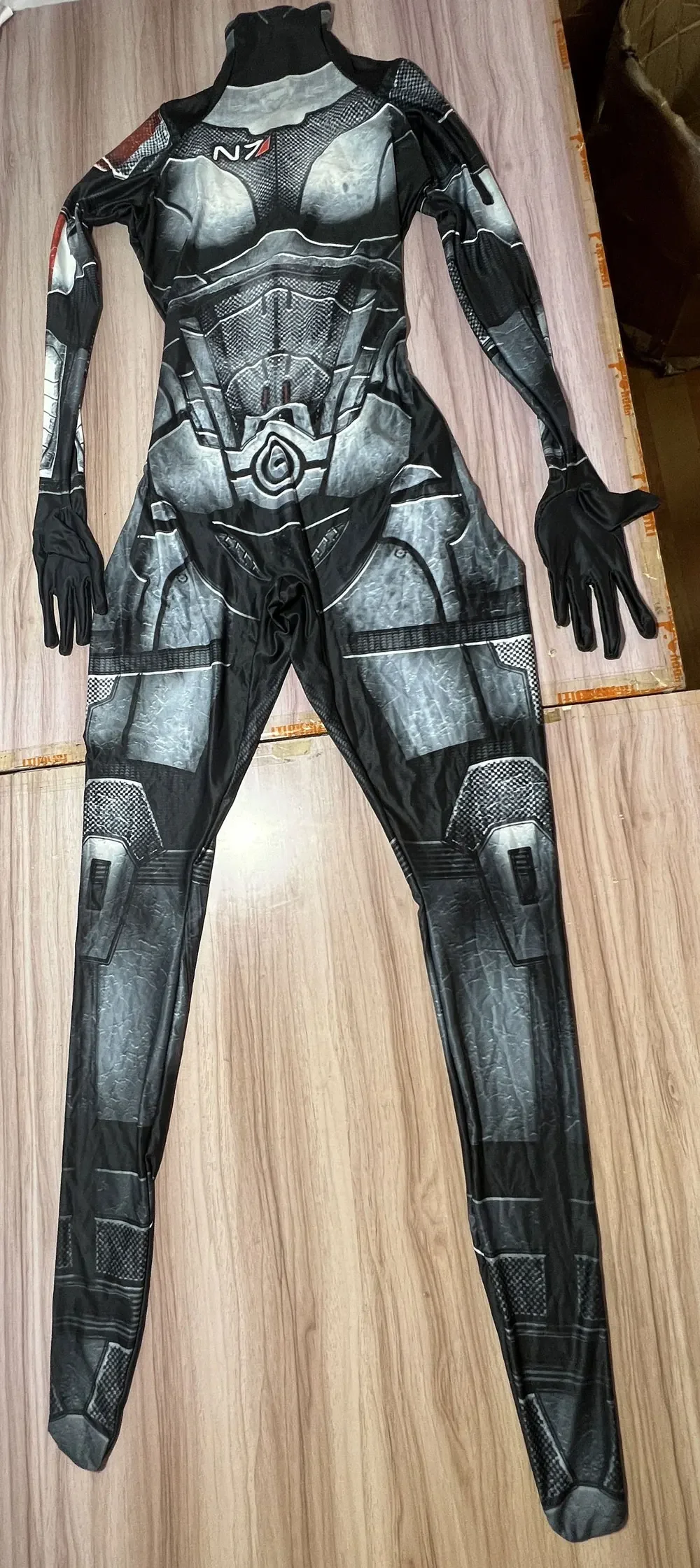 Terno super-herói Zentai para adultos e crianças, feminino Mass Effect Armor Cosplay Trajes Halloween, macacões de festa, N7