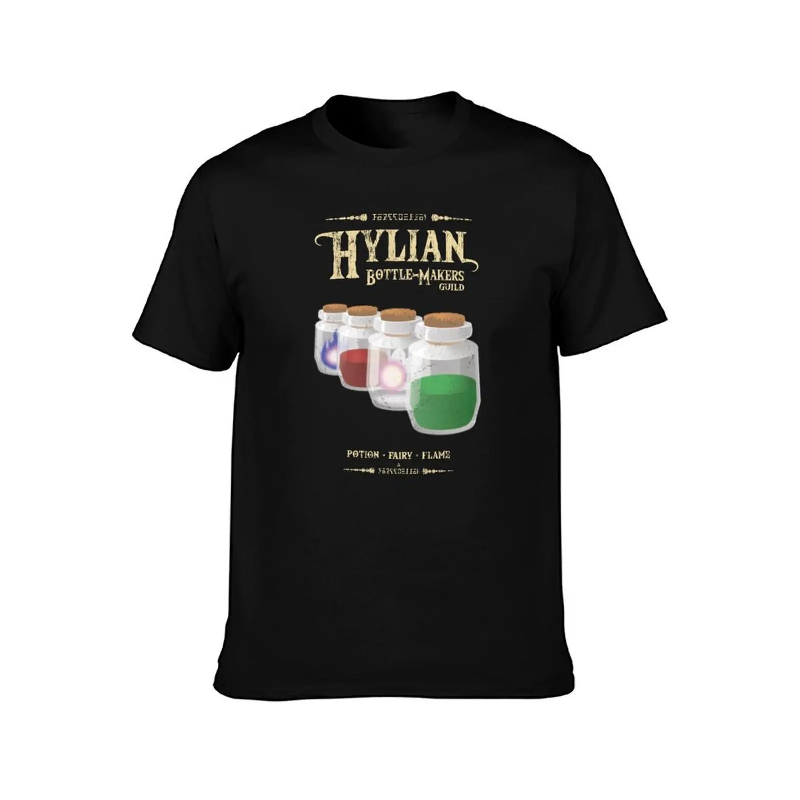 Hylian Bottle-Makers Guild T-Shirt, Summer Casual Cotton Tee, Oversized Streetwear Tops, Vintage Graphic Print, Unisex Men Women