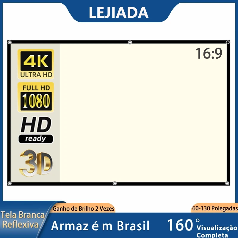lejiada-projector-screen-white-grid-anti-light-160-°viewing-angle-home-office-screen-100-120-130-inch-portable-reflective-cloth