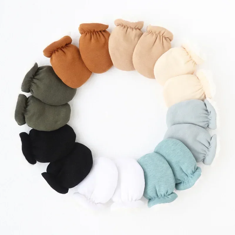 Warm Wool Newborn Mittens for Boy Girl Candy Solid Color Toddler Glove Autumn Winter Anti-scratch Face Cashmere Baby Glove