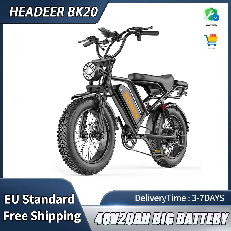 Vélo électrique 48V20AH avec batterie amovible longue portée haute vitesse ​ ​ Vélo électrique à moteur sans balais conforme aux réglementations européennes, vélo électrique à double frein à disque, pneus larges de 20 pouces